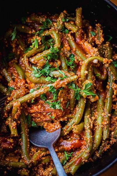 Haricots verts tomate & tofu rosso Haricots verts tomate & tofu rosso