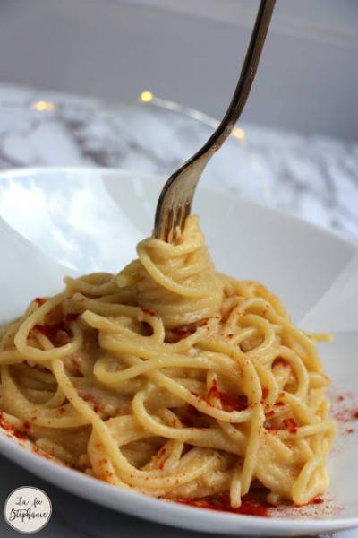 Spaghetti crémeuses sauce Alfredo végane