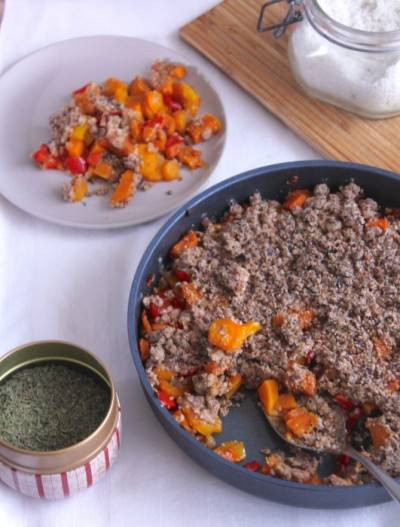 Crumble de poivrons, carottes et patate douce Crumble de poivrons, carottes et patate douce