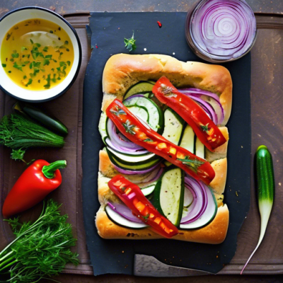 Focaccia aux Pickles de Légumes d'Été
