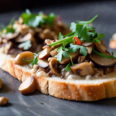 Bruschetta Fondante aux Champignons et Seitan à la Thaïlandaise Bruschetta Fondante aux Champignons et Seitan à la Thaïlandaise