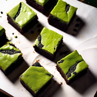 Brownies Croustillants au Thé Matcha et Sésame Noir
