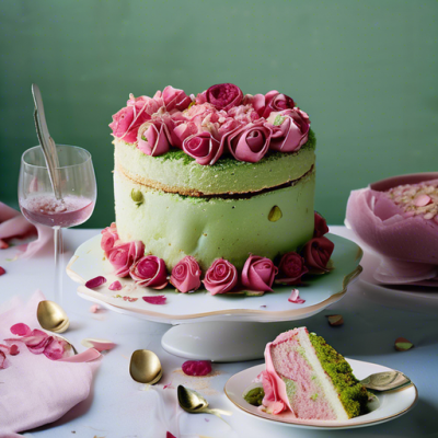 Layer Cake Fondant à la Rose et Pistache pour la Saint-Valentin