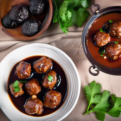 Kefta marocaine aux épices et sauce brune aux pruneaux