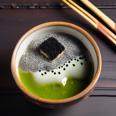 Pudding au Matcha et Sésame Noir - Douceur Japonaise