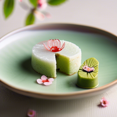 Gâteau de Riz au Thé Matcha et Fleurs de Cerisier