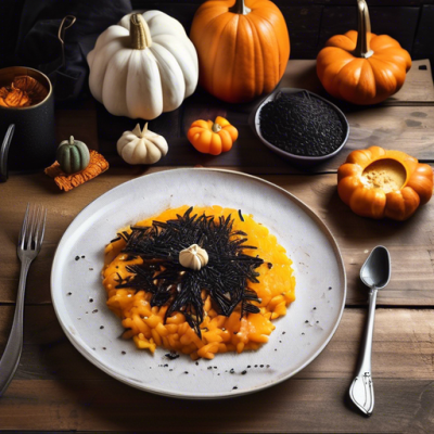 Risotto Noir d'Halloween au Potiron et Tuiles Croustillantes