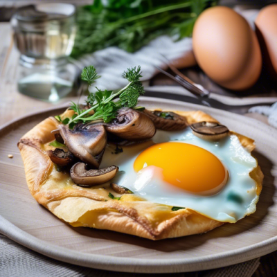 Galette Bretonne Champignons-Fromage à l'Œuf Coulant