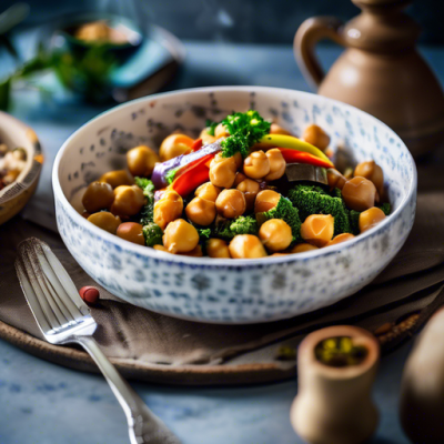 Papillotes de Légumes à l'Orientale sur Lit de Pois Chiches Onctueux