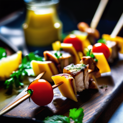 Brochettes Fusion Antillo-Britanniques au Chutney Crémeux