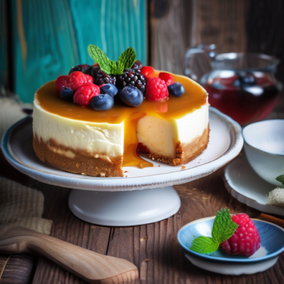 Cheesecake Végan Pavlova aux Fruits Rouges et Caramel Salé