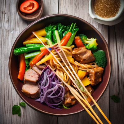 One Pot Pasta Coréen au Seitan Croustillant