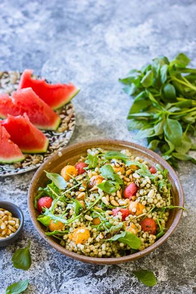 Salade estivale melon, pastèque et basilic Salade estivale melon, pastèque et basilic