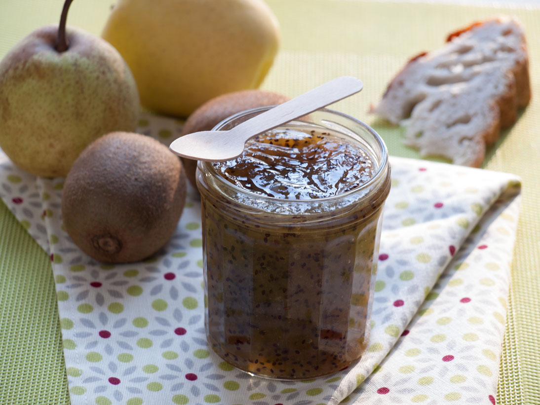 Confiture de kiwi et poire au citron vert