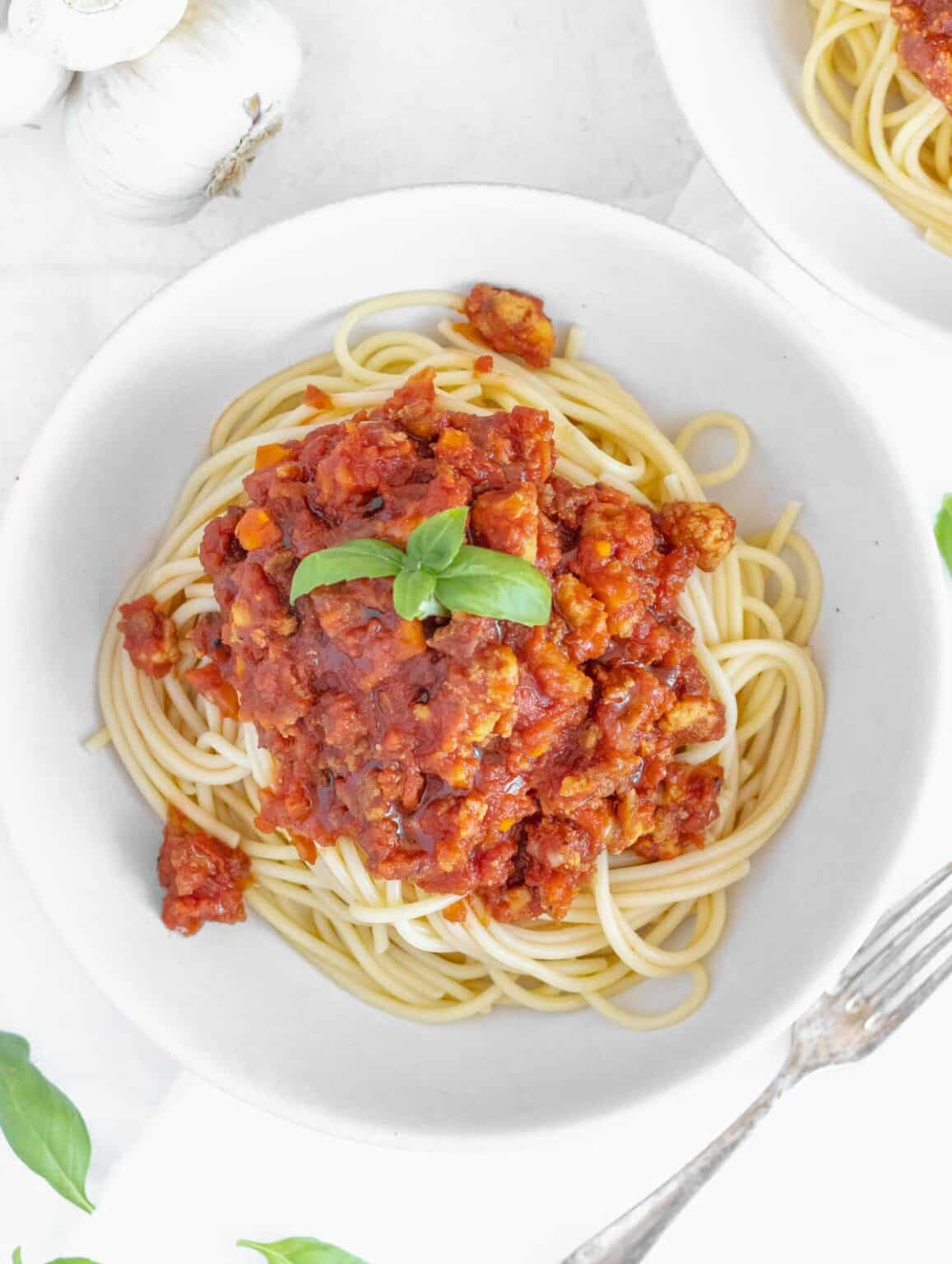 Bolognaise végane au tofu grillé